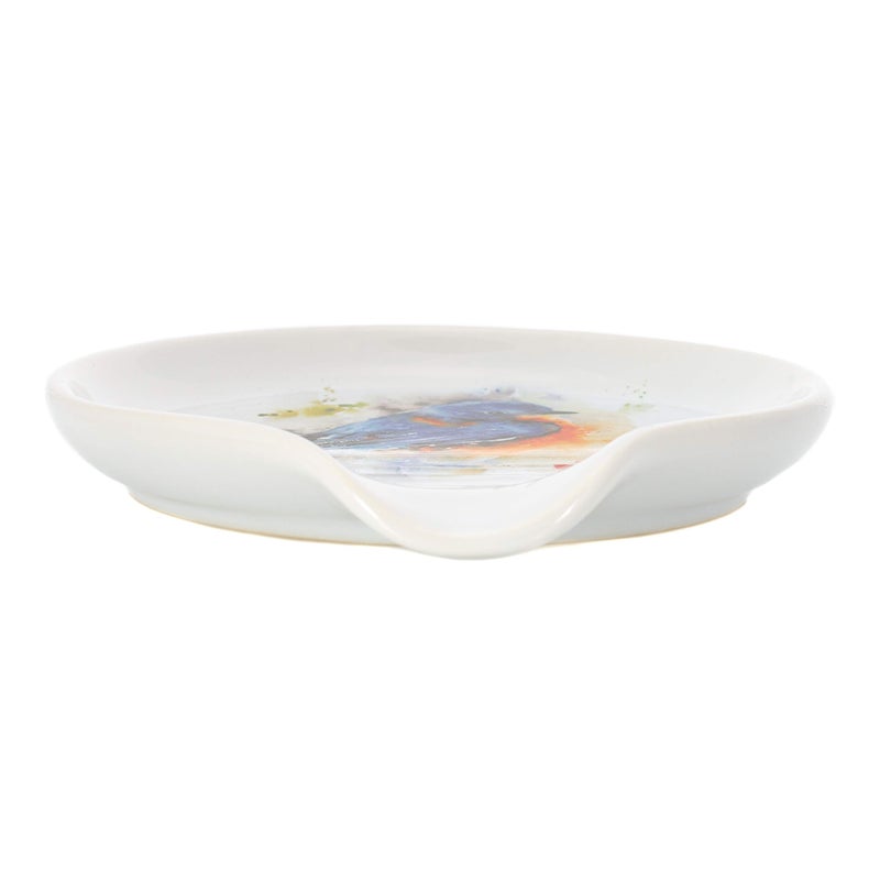 DEMDACO Dean Crouser Bluebird Watercolor 5 x 5 Glossy Ceramic Stoneware Spoon Rest - Image 2